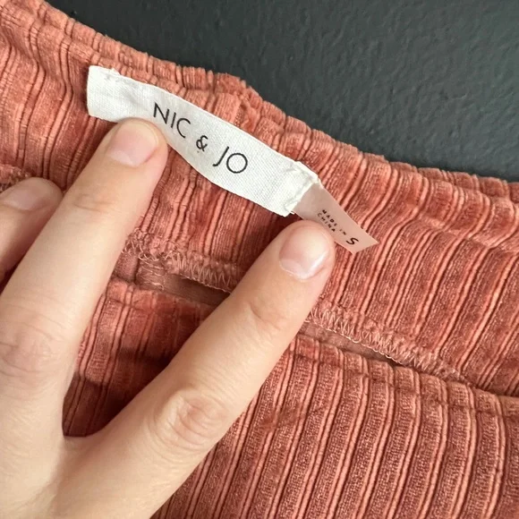 Nic & Jo Peach Apricot Velour Corduroy Jumper Overall Dress S - Picture 6 of 11